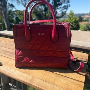 Nine West Burgundy Quilted Satchel